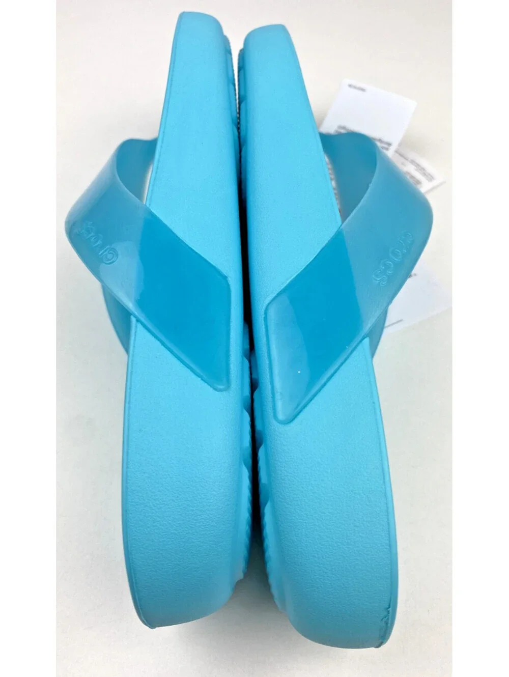 Crocs Splash Glossy Flip Flops Aqua Blue Women’s Size 9 NWT Thongs New Sandals